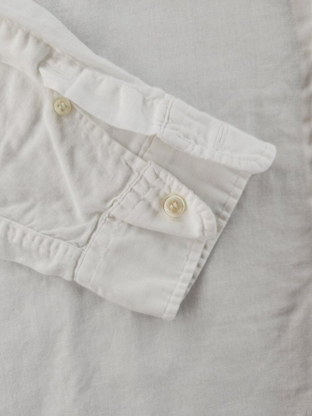 Armani Lightweight Linen Cotton Button-Down Large White Romania Solid Luxury - Picture 3 of 16